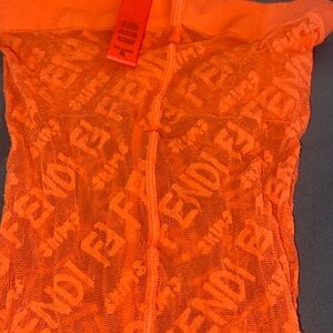 Fendi Collab SKIMS Orange Logo Monogram Tights Women’s Size: XL